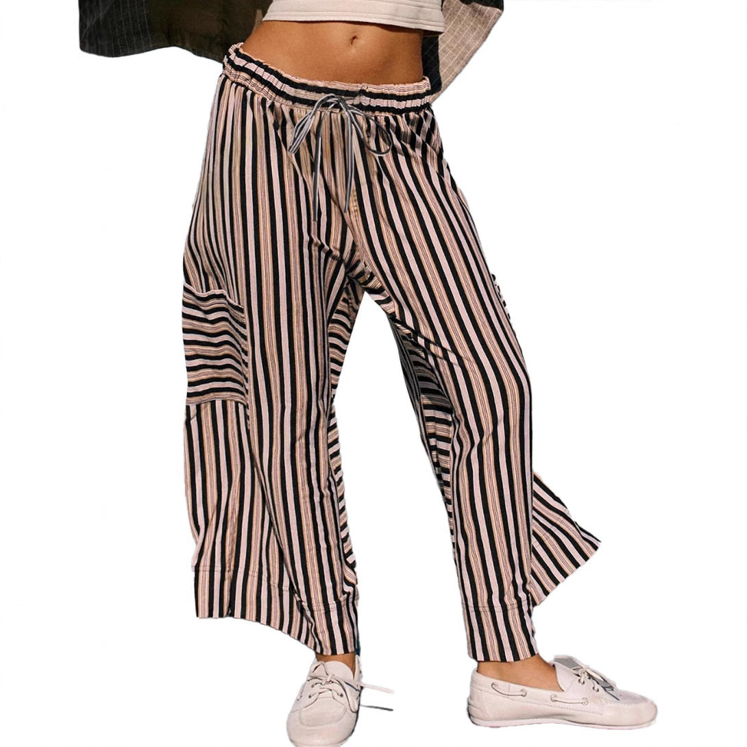 Damen gestreifte Weitbein-Hosen R&B