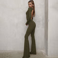 Damen Eleganter Jumpsuit mit tiefem Rückenausschnitt und weitem Bein R&B