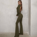 Damen Eleganter Jumpsuit mit tiefem Rückenausschnitt und weitem Bein R&B