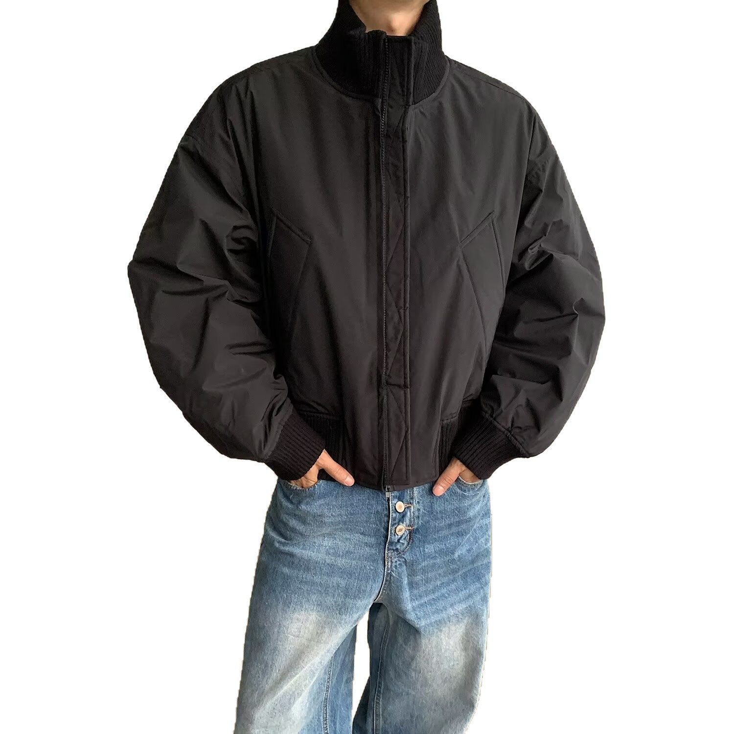 Herren stylische Bomberjacke mit elastischen Bündchen und weichem Innenfutter