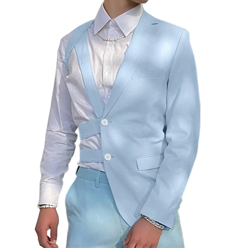 Damen nan asymmetrischer Blazer mit Riemendetails und Reverskragen R&B
