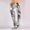 Damen Overknee Stiefel mit glänzender Oberfläche und elegantem Stiletto-Heel R&B