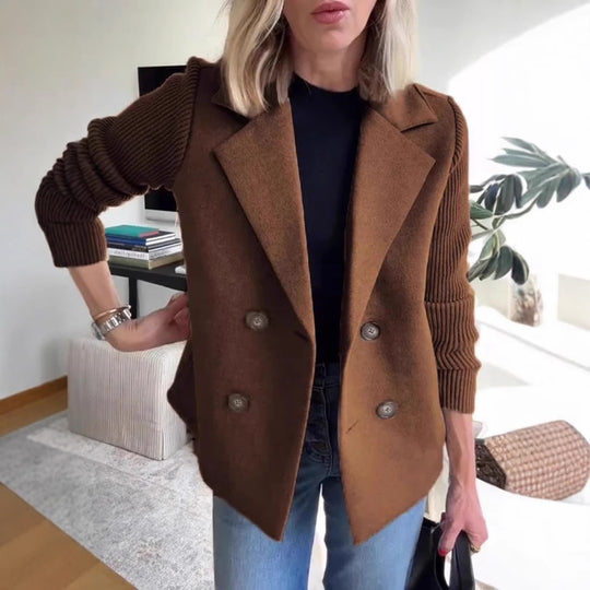 Damen Modischer Oversized-Blazer mit Doppelreihe R&B