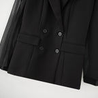 Damen elegante Blazerjacke mit transparenten Ärmeln R&B