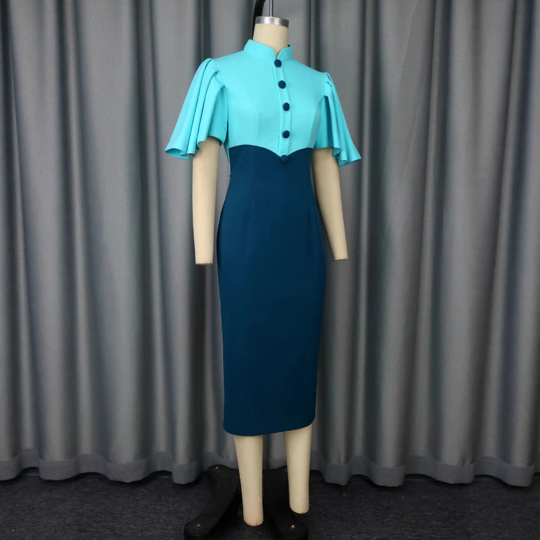 Damen Elegantes Bleistiftkleid mit Volantärmeln R&B