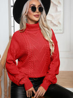 Damen Grobstrickpullover mit hochschließendem Kragen von R&B