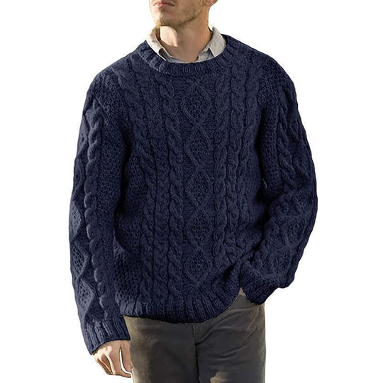 Herren Grobstrickpullover mit klassischem Zopfmuster R&B