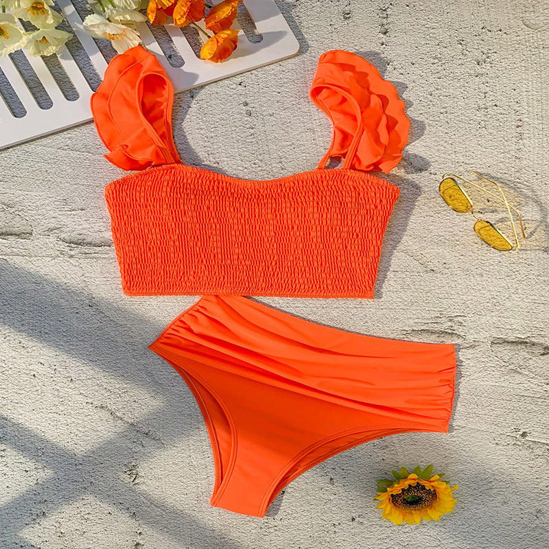 Damen Bikiniset mit hohem Taillenbund und eleganten Rüschendetails R&B