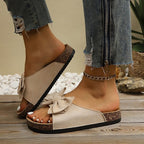 Damen Komfortable Kork-Sandalen mit dekorativem Schleifen-Design R&B