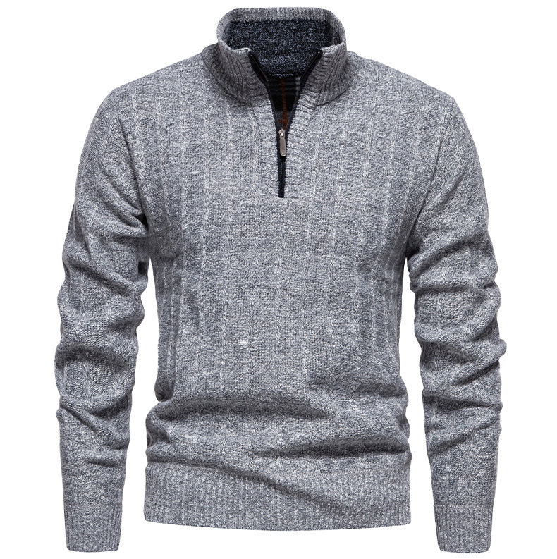 Herren Pullover mit Stehkragen und Zipper R&B