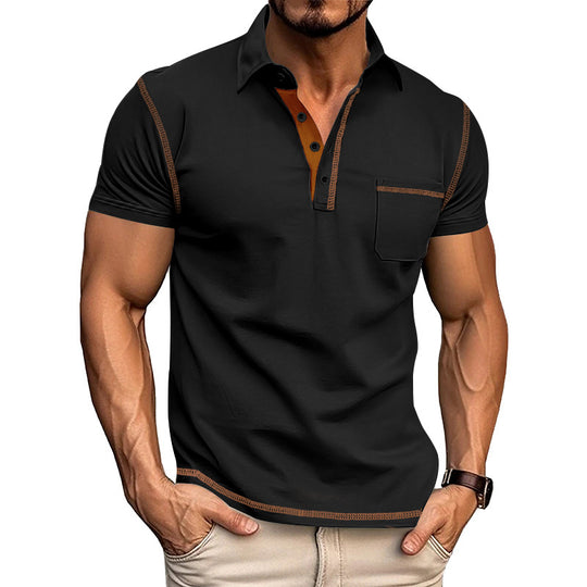 Herren Poloshirt mit modernem Kragen und praktischen Knopfdetails R&B