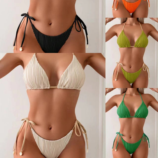 Damen Ripp-Design Bikini mit verstellbaren Bändern R&B