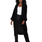 Damen Langer Strickcardigan mit voluminösen Ärmeln und offenem Schnitt R&B