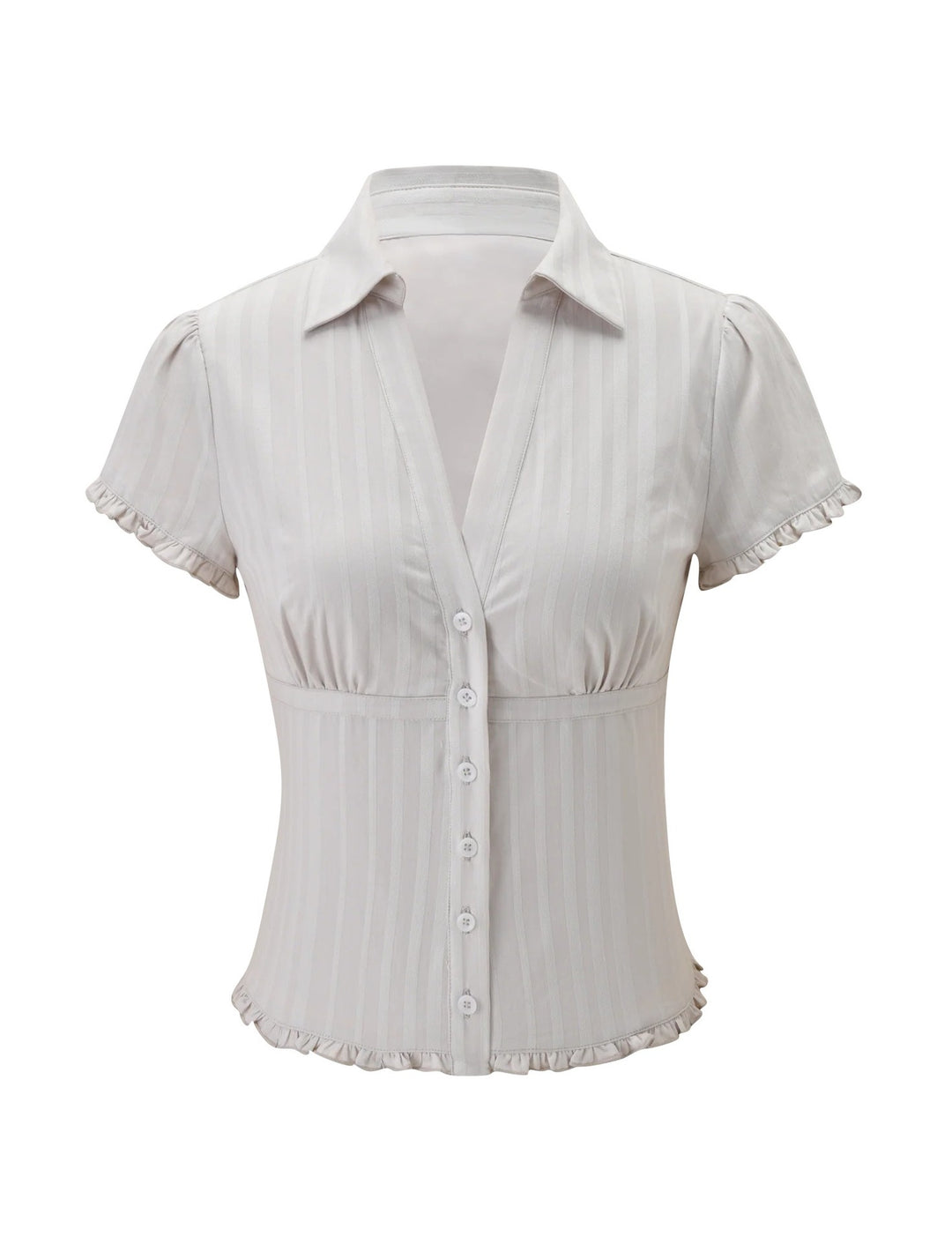 Damen Kurzarm Bluse mit Rüschendetails R&B