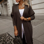 Damen modische Langarm Strickjacke mit offenem Schnitt und Waffelmuster
