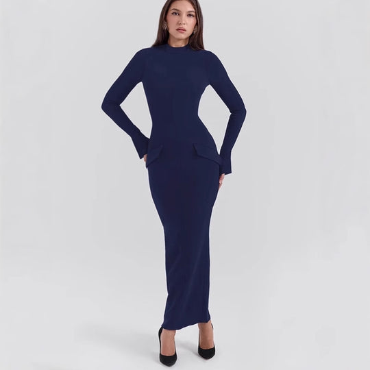 Damen Elegantes und figurbetontes Langarmkleid mit modernem Design R&B