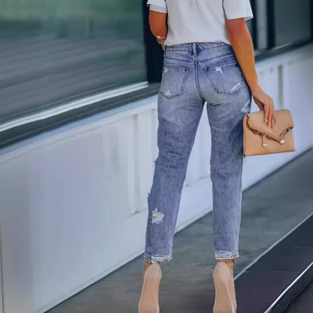 Damen Ripped Jeans im Used-Look R&B