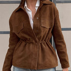 Damen Modische Suede-Jacke mit Taillierung und praktischen Pattentaschen R&B