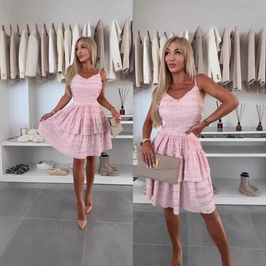 Damen Sommerliches A-Linien Kleid mit Rüschen und feinem Strukturdesign R&B