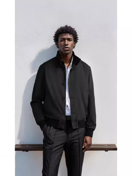 Herren Casual-Bomberjacke mit hohem Kragen und praktischen Taschen R&B