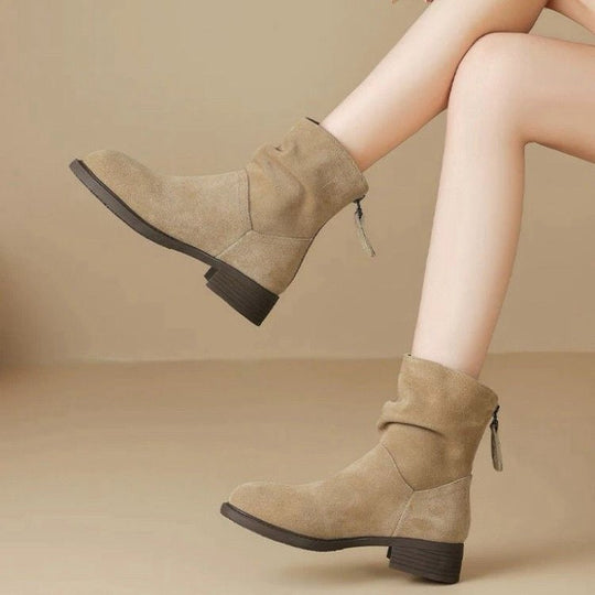 Damen Modische Stiefeletten mit hohem Kragen und seitlichem Reißverschluss R&B