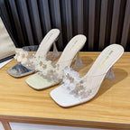 Damen transparente Sling-Sandalen mit floralen Akzenten R&B