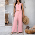 Damen Zweiteiliges Set mit cropped Top und weitem Hose R&B