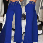 Damen weite Culotte-Hose mit modernem Cut-Out und elastischem Bund R&B