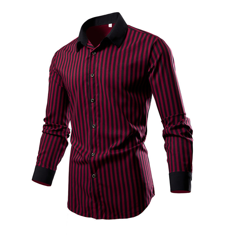 Herren Langarmhemd mit modischem Streifenmuster R&B