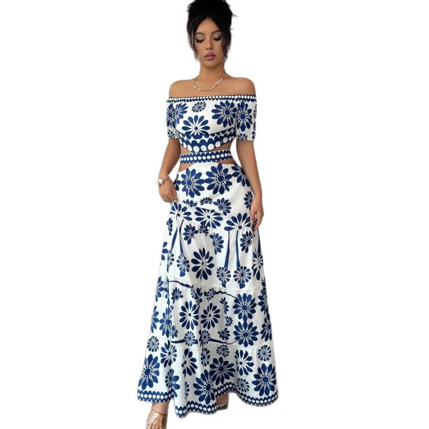 Damen Maxikleid mit floralem Design und trendigem Off-Shoulder-Ausschnitt R&B