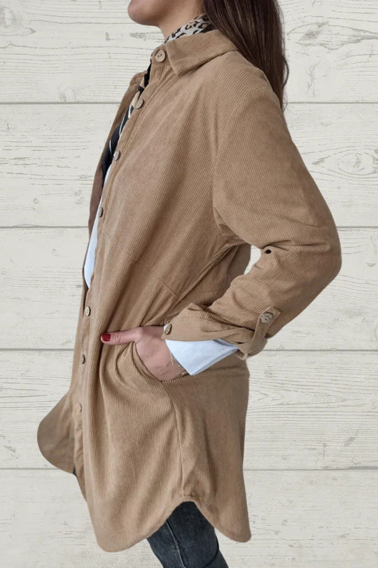 R&B | Einfarbiger Revers Taschen mittel Längen Mantel