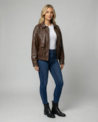 Lässige American Style Oversize PU-Lederjacke für Damen Herbst