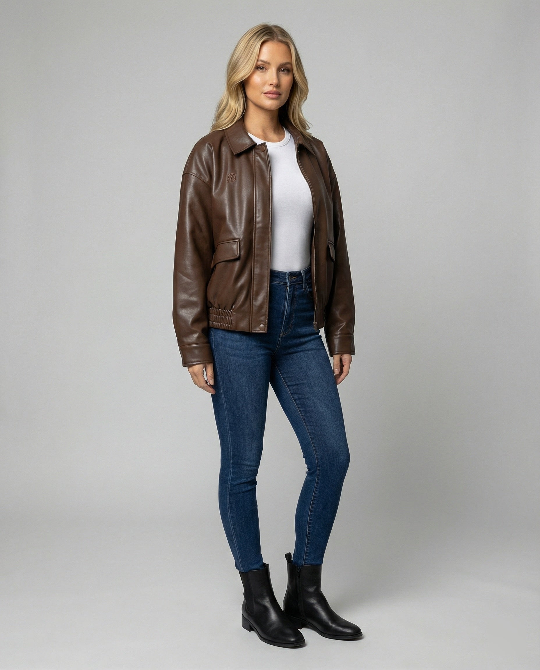 Lässige American Style Oversize PU-Lederjacke für Damen Herbst