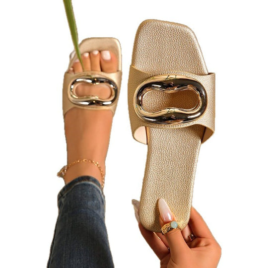 Damen elegante Riemchen-Sandalen mit funkelndem Schmuckelement R&B
