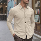 Herren modisches Langarmhemd mit subtiler Struktur und praktischer Brusttasche R&B