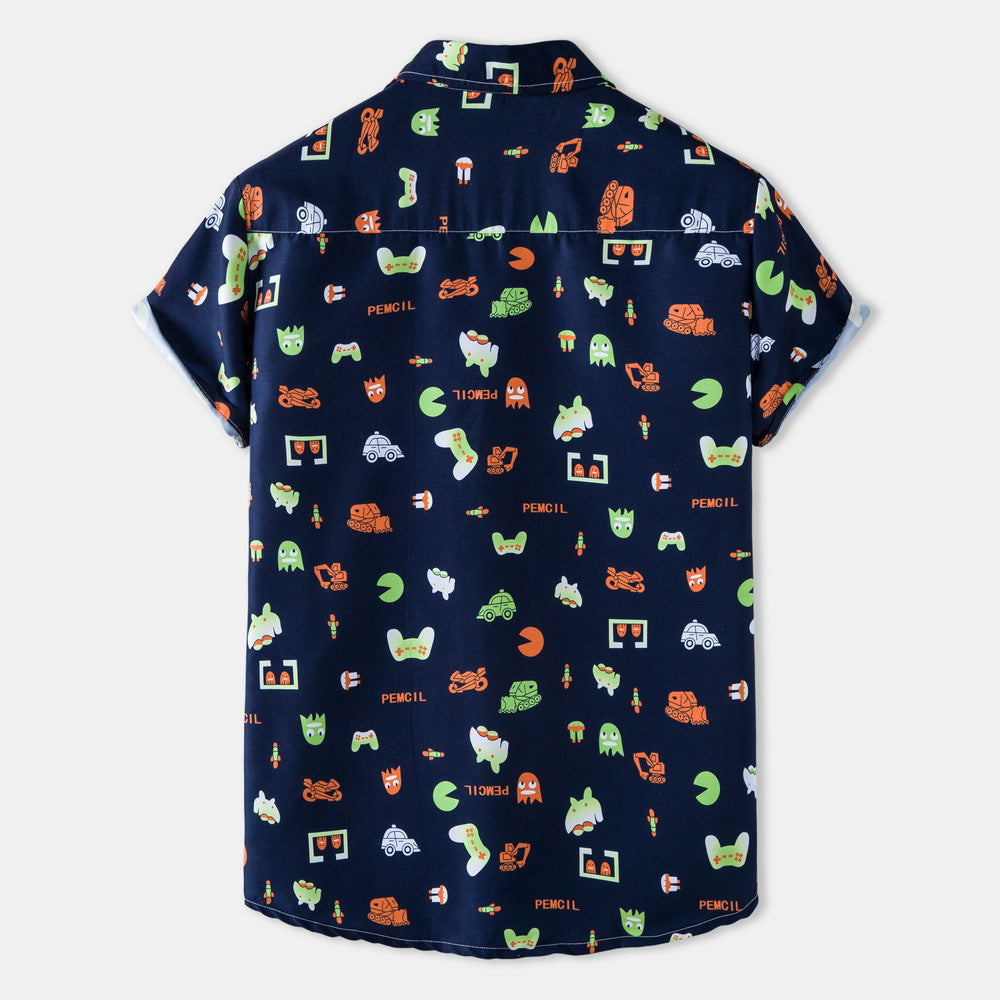 Herren Kurzarmhemd mit kreativem Retro-Design