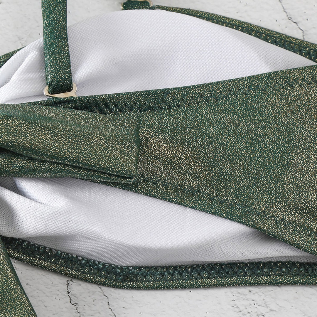 Damen Glänzender zwei-teiliger Bikini mit eleganter Verzierung R&B