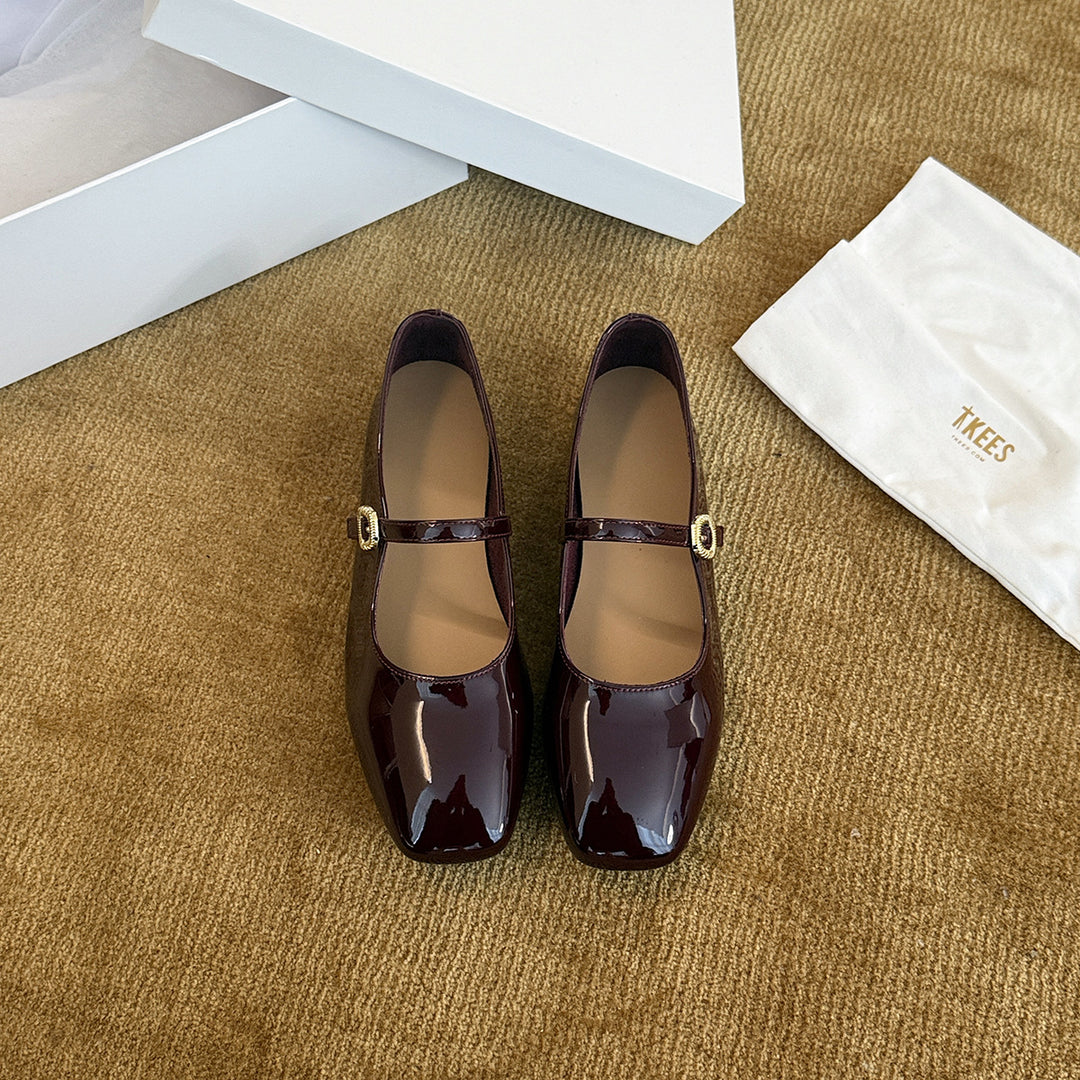Damen Elegante Mary Jane Ballerinas mit modischem Riemchen und hochwertiger Leder-Oberfläche R&B