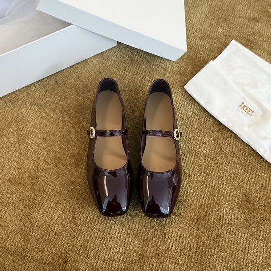 Damen Elegante Mary Jane Ballerinas mit modischem Riemchen und hochwertiger Leder-Oberfläche R&B