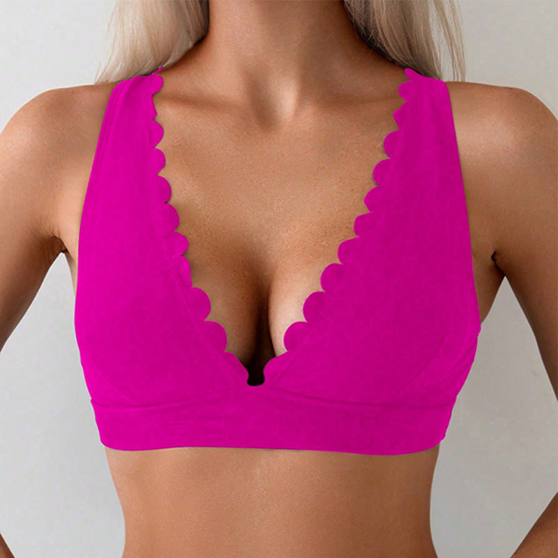 Damen Triangel-Bikinioberteil mit dekorativem Wellenrand