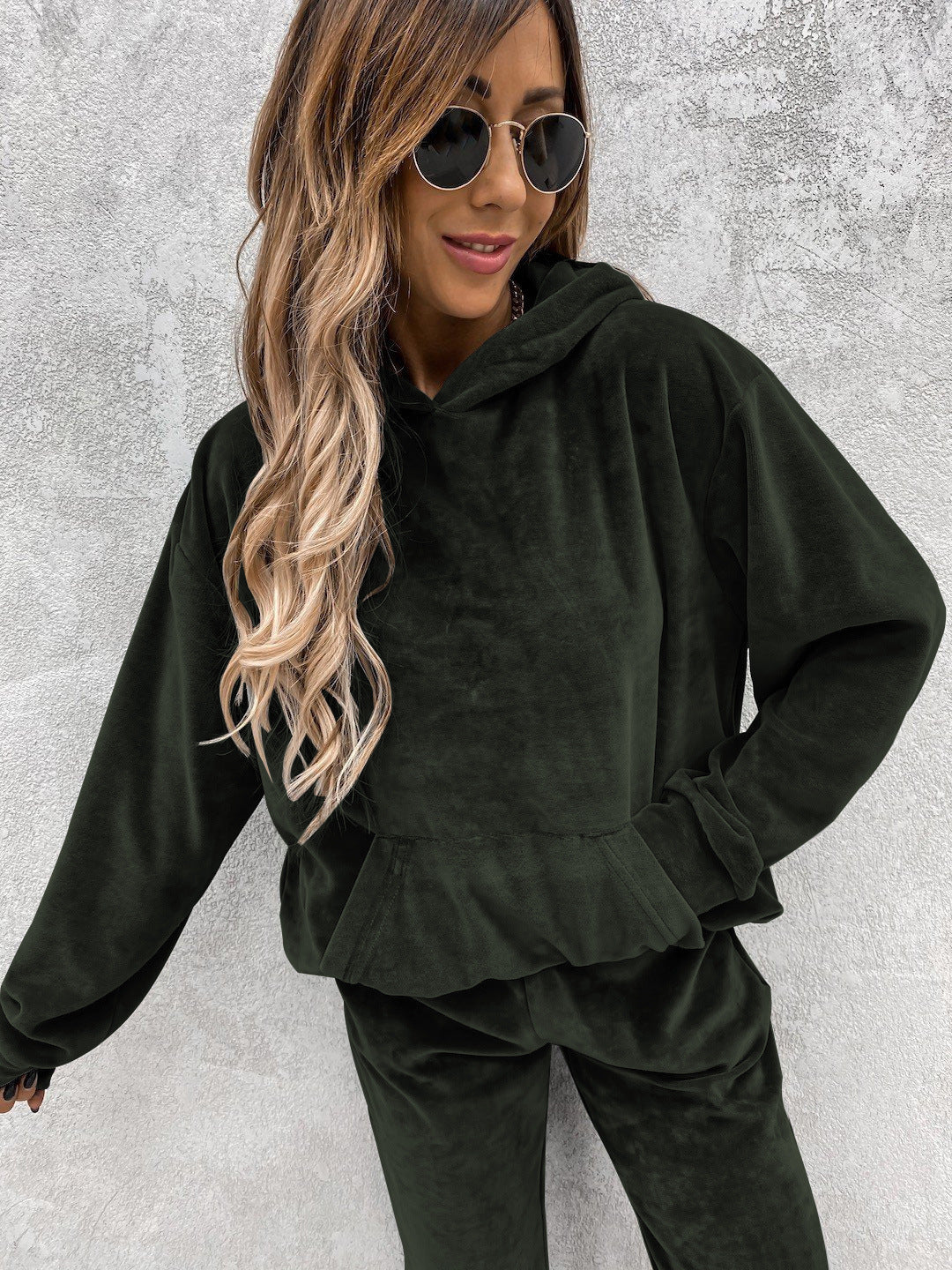 Damen kuscheliges Fleece-Set mit hohem Kragen und elastischen Bündchen R&B