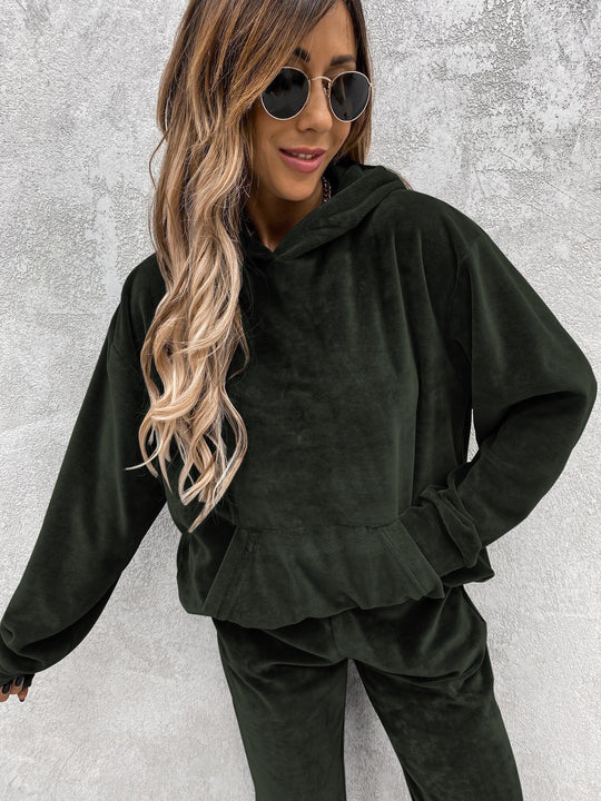 Damen kuscheliges Fleece-Set mit hohem Kragen und elastischen Bündchen R&B