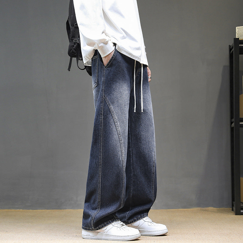Herren Weitgeschnittene Jeanshose mit elastischem Bund und modernem Design