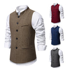 Herren elegante Weste im Herringbone-Design mit funktionalen Taschen R&B