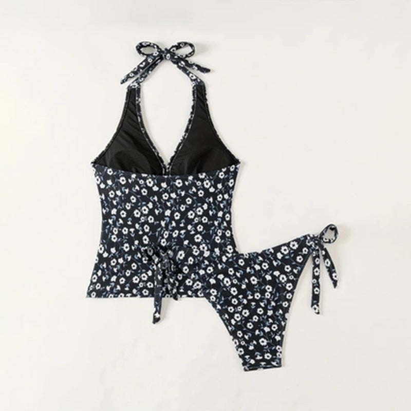 Damen Einteiler Badeanzug mit floralem Design und vorteilhaftem Ausschnitt