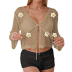 Damen leichte Häkeljacke mit floralem Detail R&B