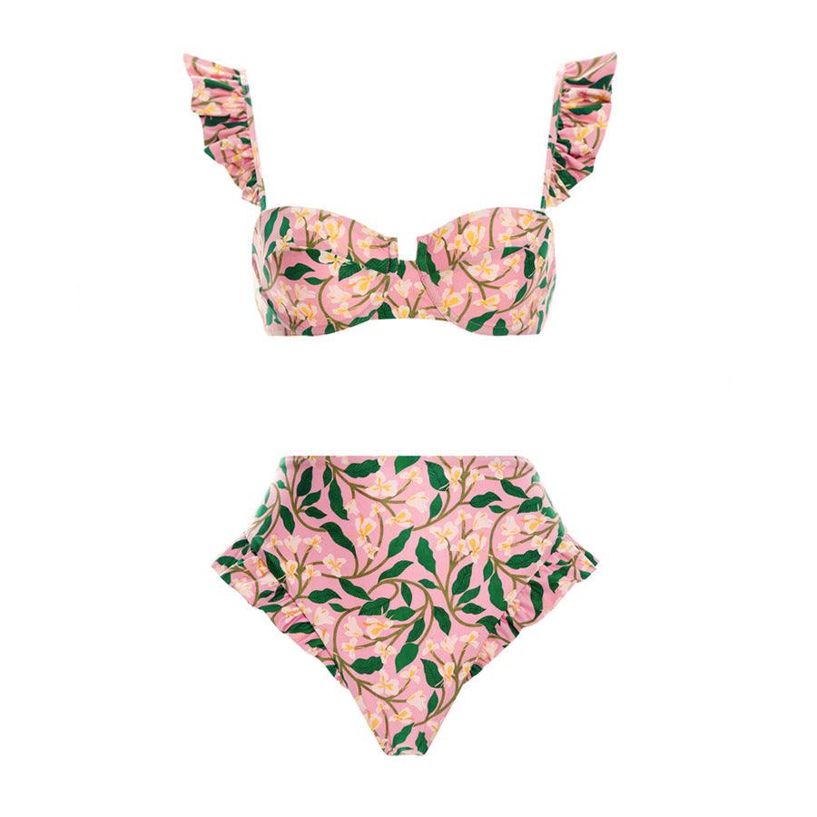 Damen Bikiniset mit verspielten Rüschendetails R&B