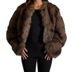 Damen Pelzjacke mit langen, weichen Ärmeln R&B