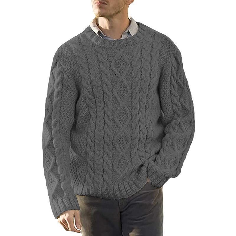 Herren Grobstrickpullover mit klassischem Zopfmuster R&B