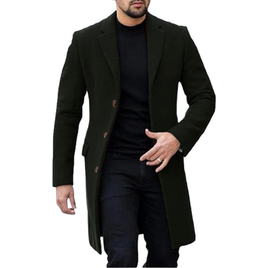 Herren eleganter Wollmantel mit modernem Schnitt und praktischen Taschen R&B